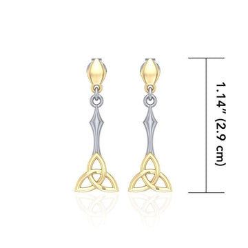 Celtic Trinity Knot Sterling Silver and 14K Gold Accent Post Earrings MER1679